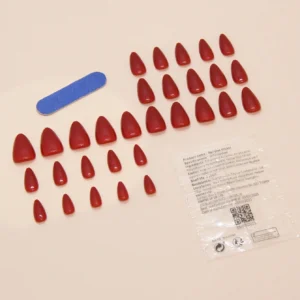 30 pcs ongles amande rouge vintage