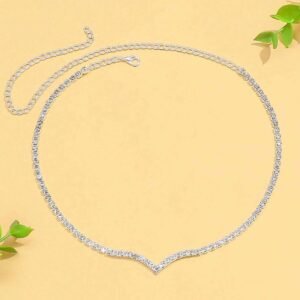 Collier V Argent Cristaux