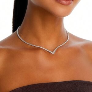 Collier V Argent Cristaux