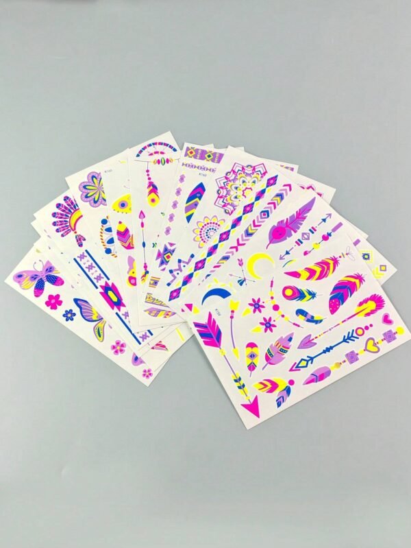 12 feuilles tatouages fluorescents – Image 4