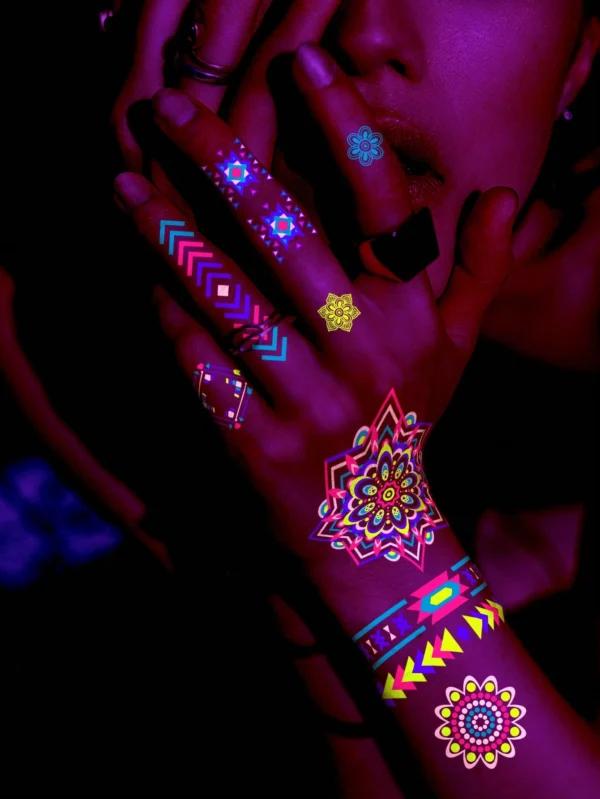 12 feuilles tatouages fluorescents – Image 3