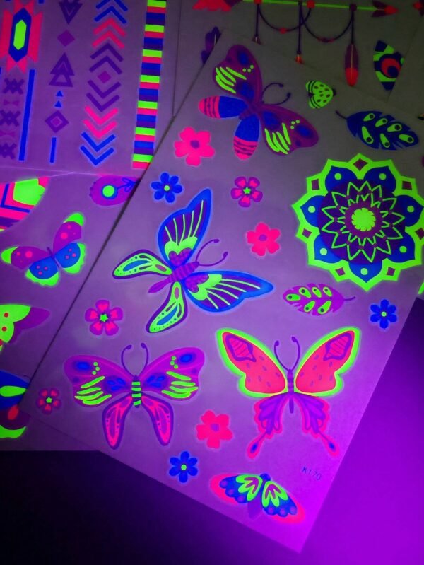 12 feuilles tatouages fluorescents – Image 6