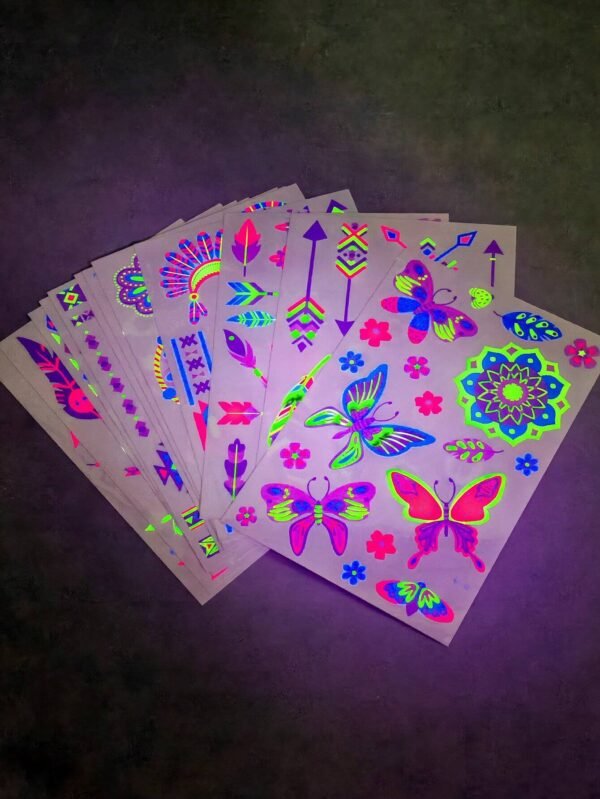 12 feuilles tatouages fluorescents – Image 5