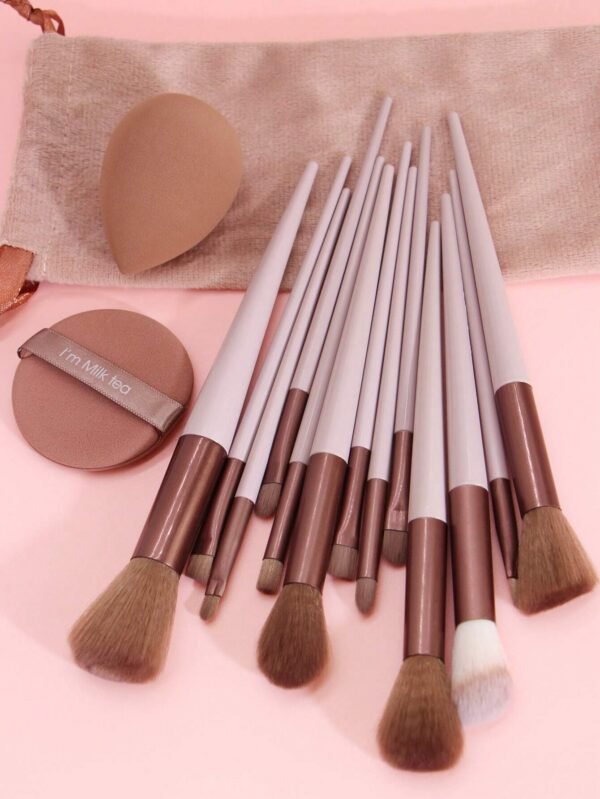 13 pcs pinceaux + 2 éponges marron – Image 4