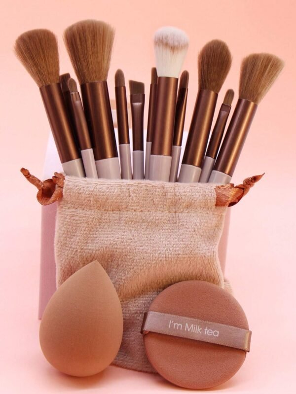 13 pcs pinceaux + 2 éponges marron – Image 3