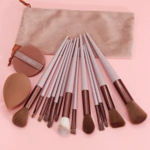 13 pcs pinceaux + 2 éponges marron