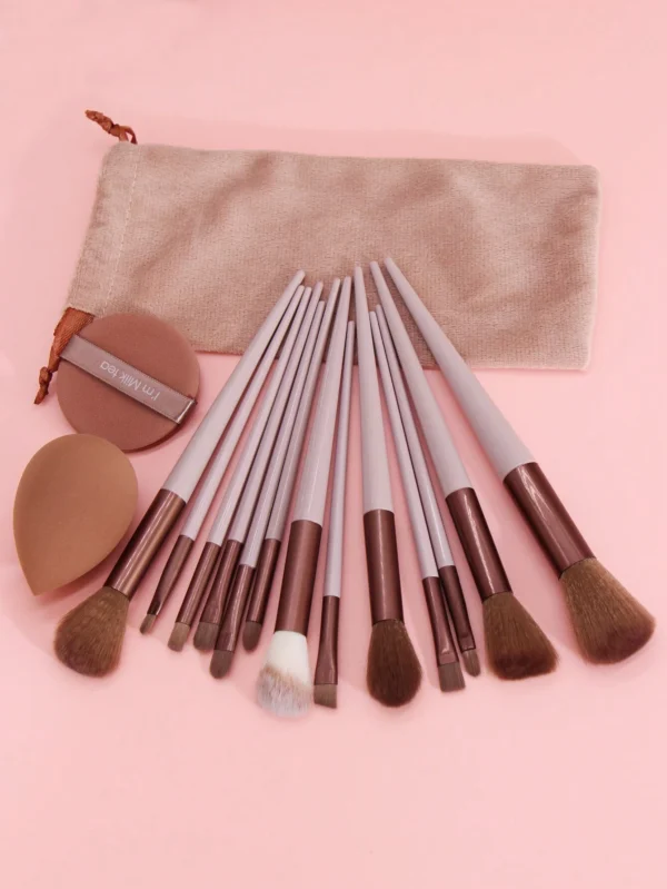 13 pcs pinceaux + 2 éponges marron – Image 2