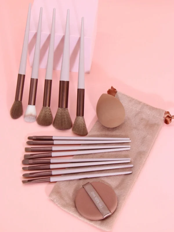 13 pcs pinceaux + 2 éponges marron – Image 5