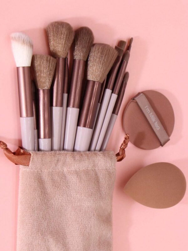 13 pcs pinceaux + 2 éponges marron – Image 6