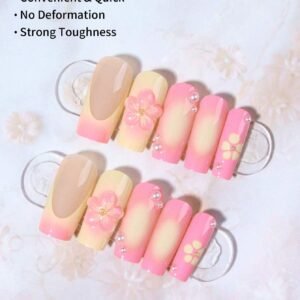 24 pcs ongles French fleurs 3D