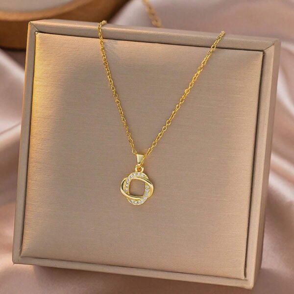 Collier Zircone Couronne Ronde – Image 3
