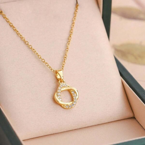 Collier Zircone Couronne Ronde