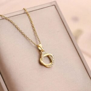 Collier Zircone Couronne Ronde