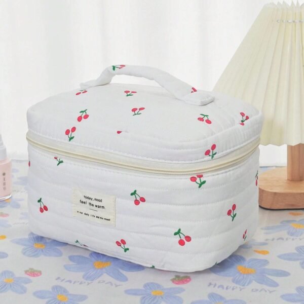 Sac maquillage fleurs baies matelassé – Image 9