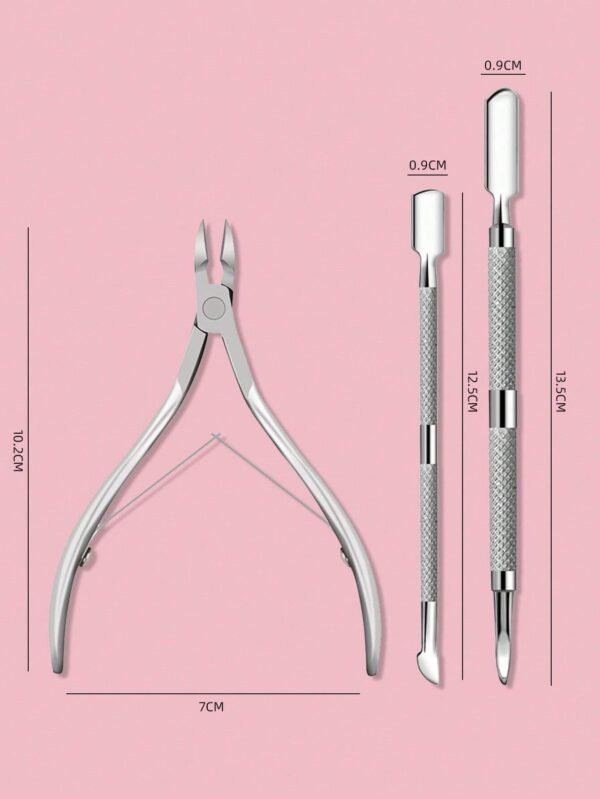 3 pcs outils cuticules inox – Image 2