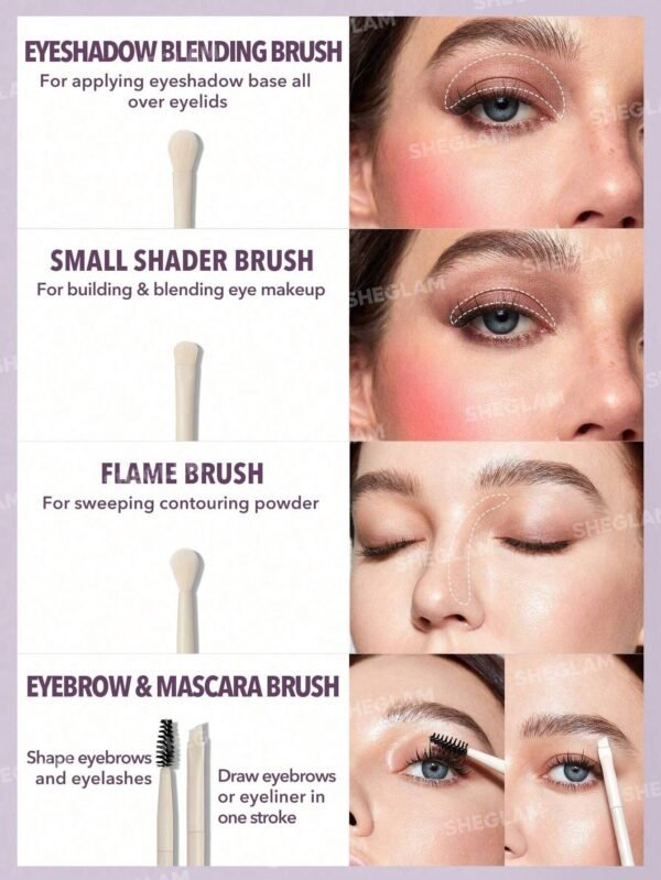 8 pcs pinceaux SHEGLAM pro – Image 5