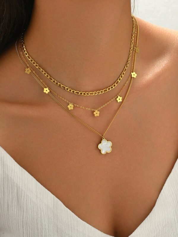 Collier fleur coquille superposé – Image 2