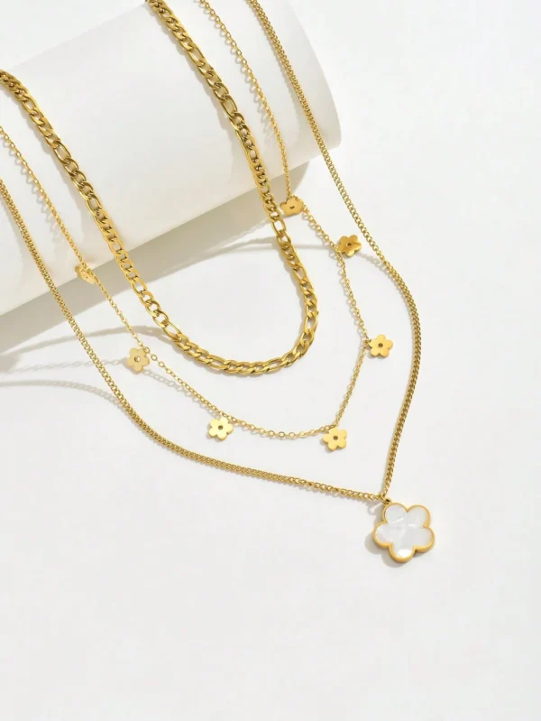 Collier fleur coquille superposé – Image 9