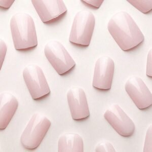 24 pcs ongles carrés rose French