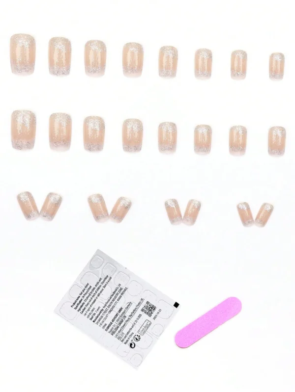 24 pcs ongles carrés nude dorés – Image 2