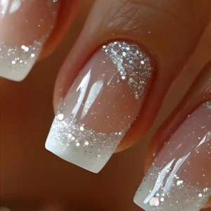 24 pcs ongles carrés nude dorés