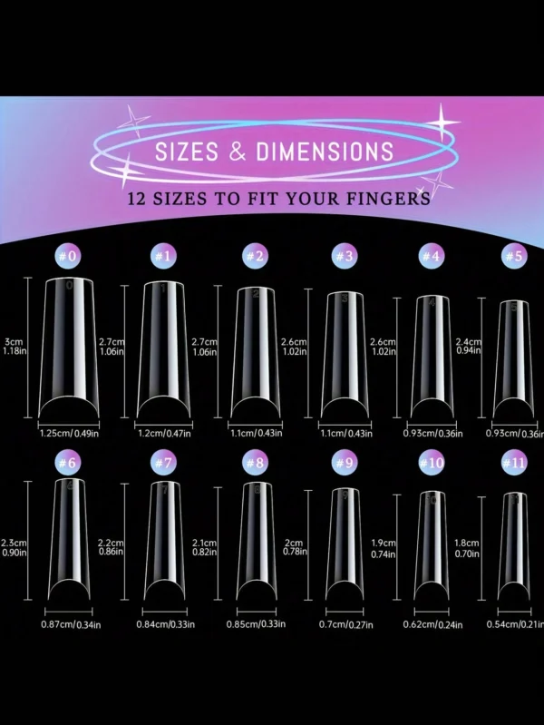 120 pcs tips gel carrés mi-longs – Image 2