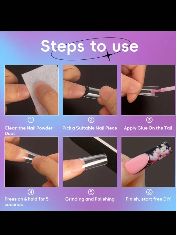 120 pcs tips gel carrés mi-longs – Image 15