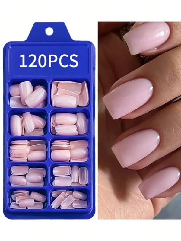 120 pcs ongles carrés rose bureau – Image 6