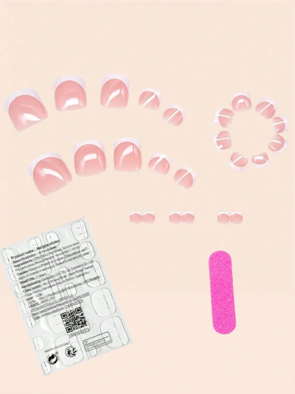 24 pcs ongles carrés crème rétro – Image 2