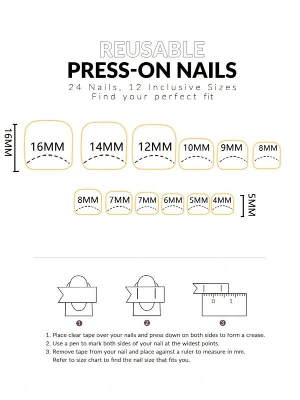 24 pcs ongles carrés crème rétro – Image 3