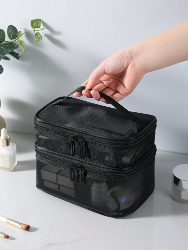 1 pc Sac maquillage transparent noir – Image 5