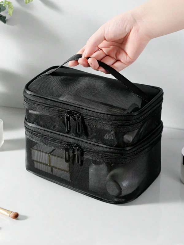 1 pc Sac maquillage transparent noir – Image 8