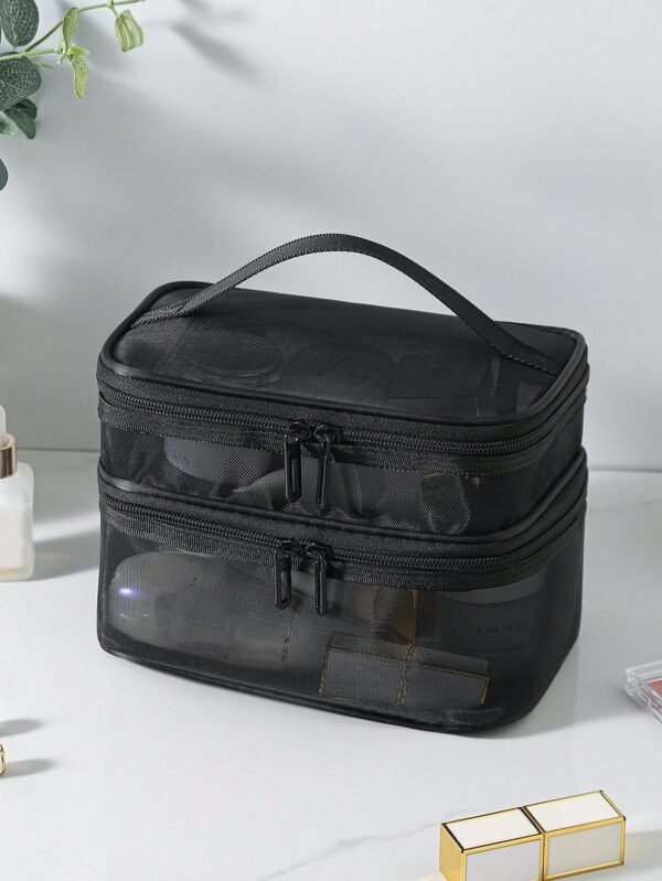 1 pc Sac maquillage transparent noir – Image 9