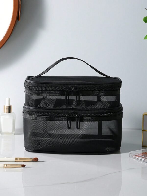 1 pc Sac maquillage transparent noir – Image 7