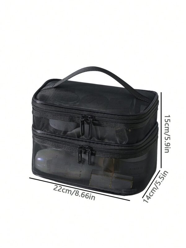 1 pc Sac maquillage transparent noir – Image 2