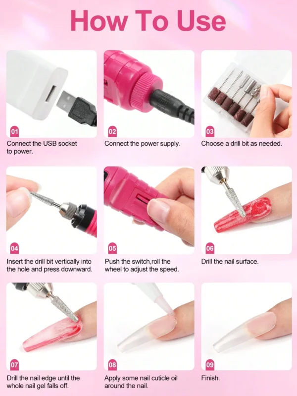 Lime ongles électrique rose USB – Image 7
