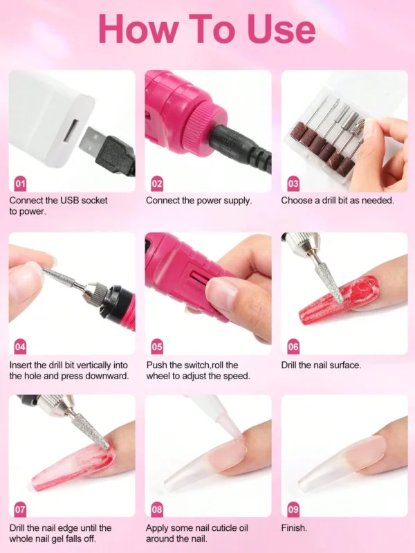 Lime ongles électrique rose USB – Image 16