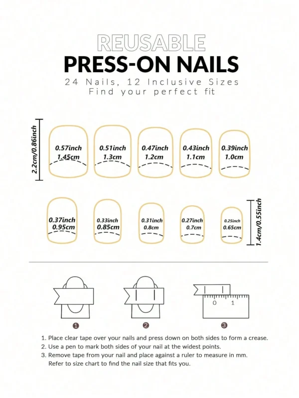 24 pcs ongles courts French nœud – Image 3