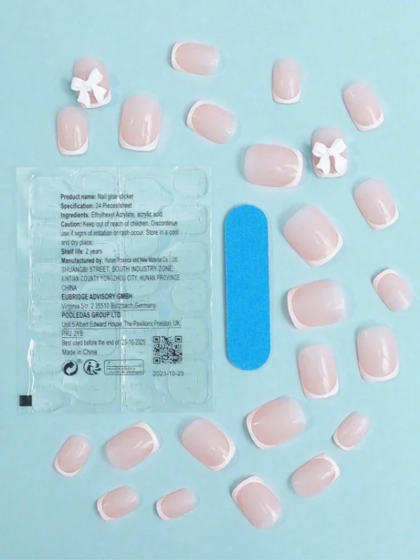 24 pcs ongles courts French nœud – Image 4