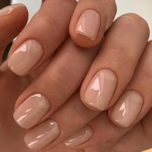 24 pcs ongles carrés nude abricot