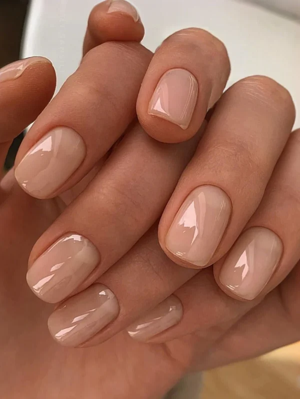 24 pcs ongles carrés nude abricot