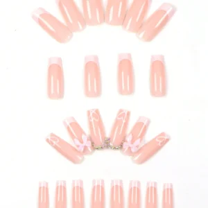 24 pcs ongles cercueil cœurs strass