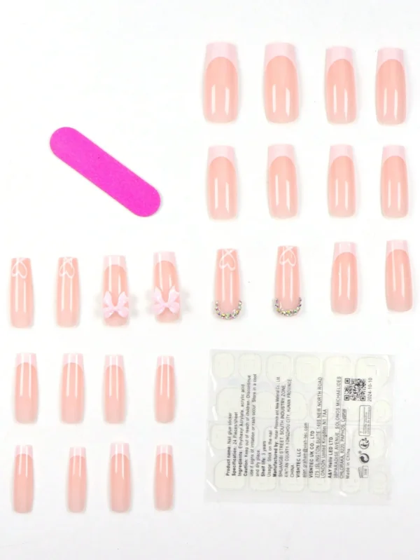 24 pcs ongles cercueil cœurs strass – Image 3