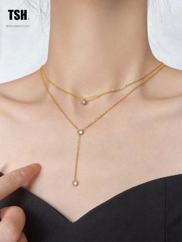 Collier double zirconium ras – Image 6