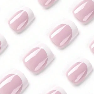 24 pcs ongles courts rose blanc