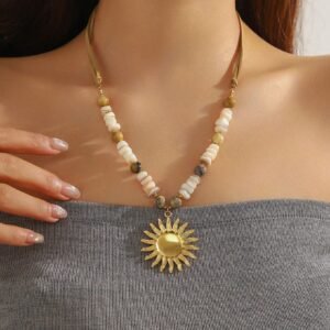 Collier Plaqué Perles Naturelles