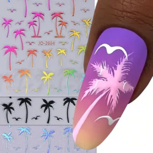 4 couleurs Autocollants ongles plage
