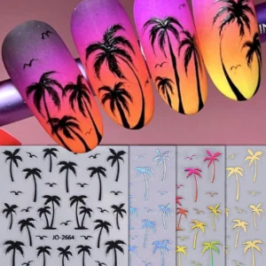 4 couleurs Autocollants ongles plage