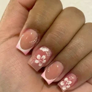 24 pcs ongles carrés fleurs halo