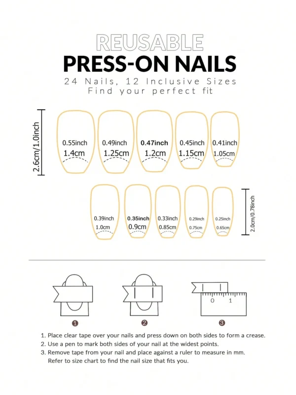 24 pcs ongles cercueil rose noir – Image 3